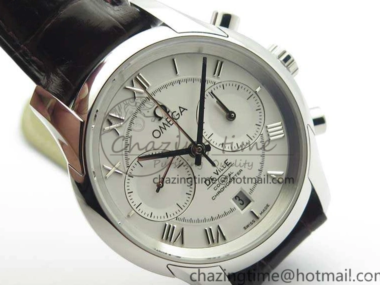 0325 De Ville Chronograph SS OMF 1:1 Best Edition White Dial On Brown Leather strap A Versatile 8111